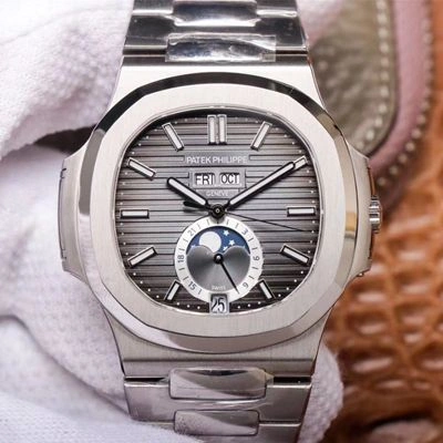 Patek Philippe Nautilus 5726 1A-001 PF Factory 1:1 Best Edition Replica Watch Moonphase Gray Dial Swiss Cal.324 S QA LU 24 H